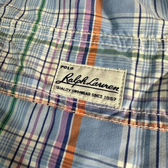 Vintage Polo Ralph Lauren Mens Size X Large Plaid Shorts Swim Suit Trunks 38x5.5 - Picture 6 of 9